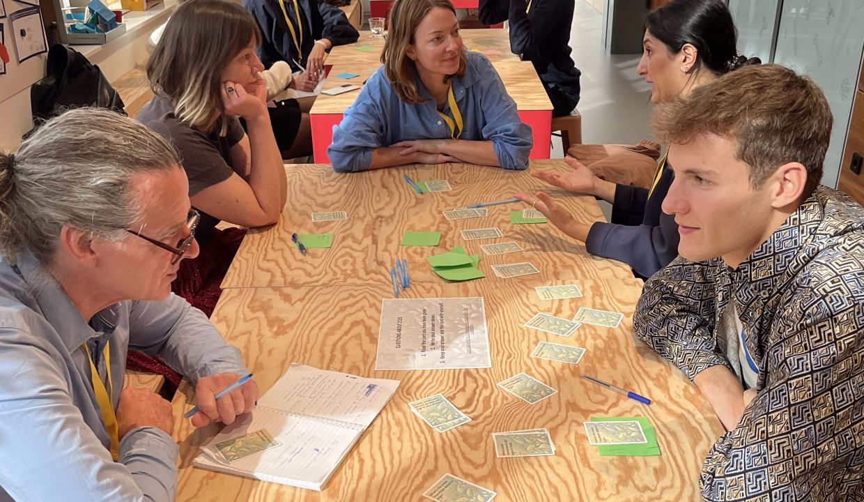 Participants using Timescape scenario cards during a session in the Netherlands